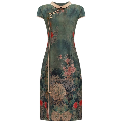 Шелковое платье, шелковая ретро юбка, элитное ципао для матери