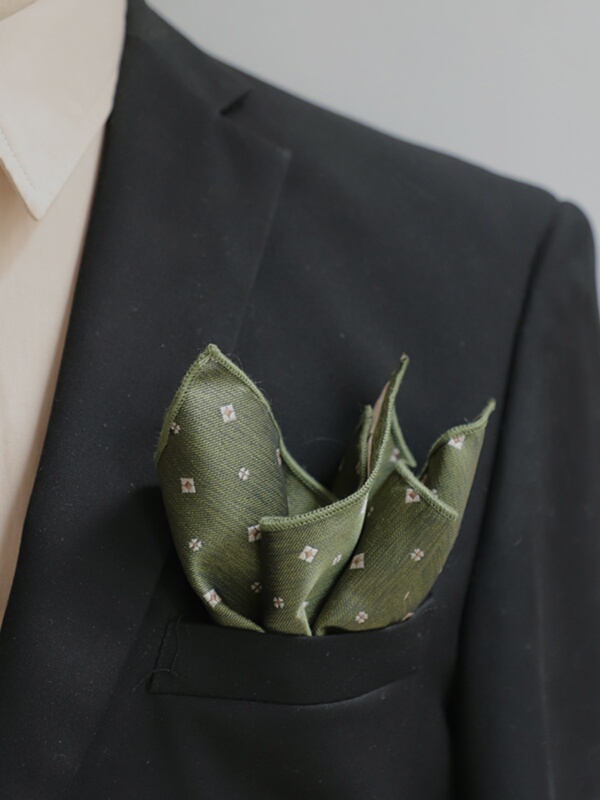 Korean Style Men's Suit Pocket Square 24×24 Cotton Suit Small Square Scarf Chest Scarf Decorative Vintage High-End Handkerchief