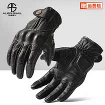 Alien snail V8 motorcycle locomotive retro sheep skin anti - fall touch screen gloves air - breathable knight equipped with four seasons universal