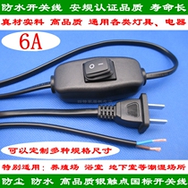 Waterproof switch 2-pin plug national standard CCC wire desk lamp floor lamp bedside lamp small appliance Switch Line 6A