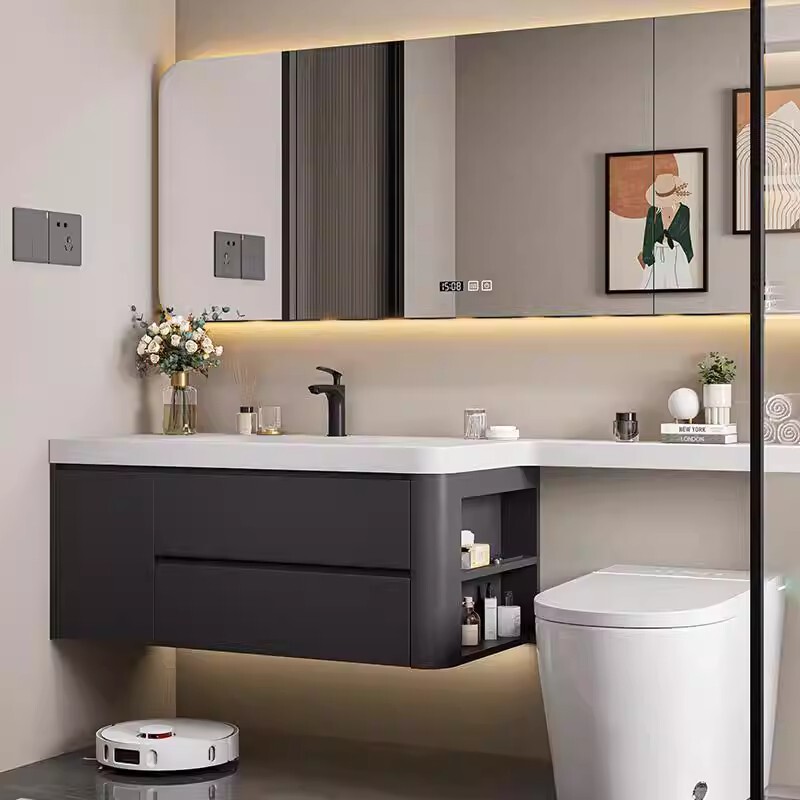 Extension Board Bathroom Cabinet Combination Dupont Corian Integrated Basin Oak Paint Rock Slab Seamless Ceramic Basin Washbasin