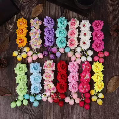 Opera Opera Sideburns Flower Heads Flower Triptych Flower Headdress Miss Tsing Yi Maidservant Ear flowers Stage decoration headdress