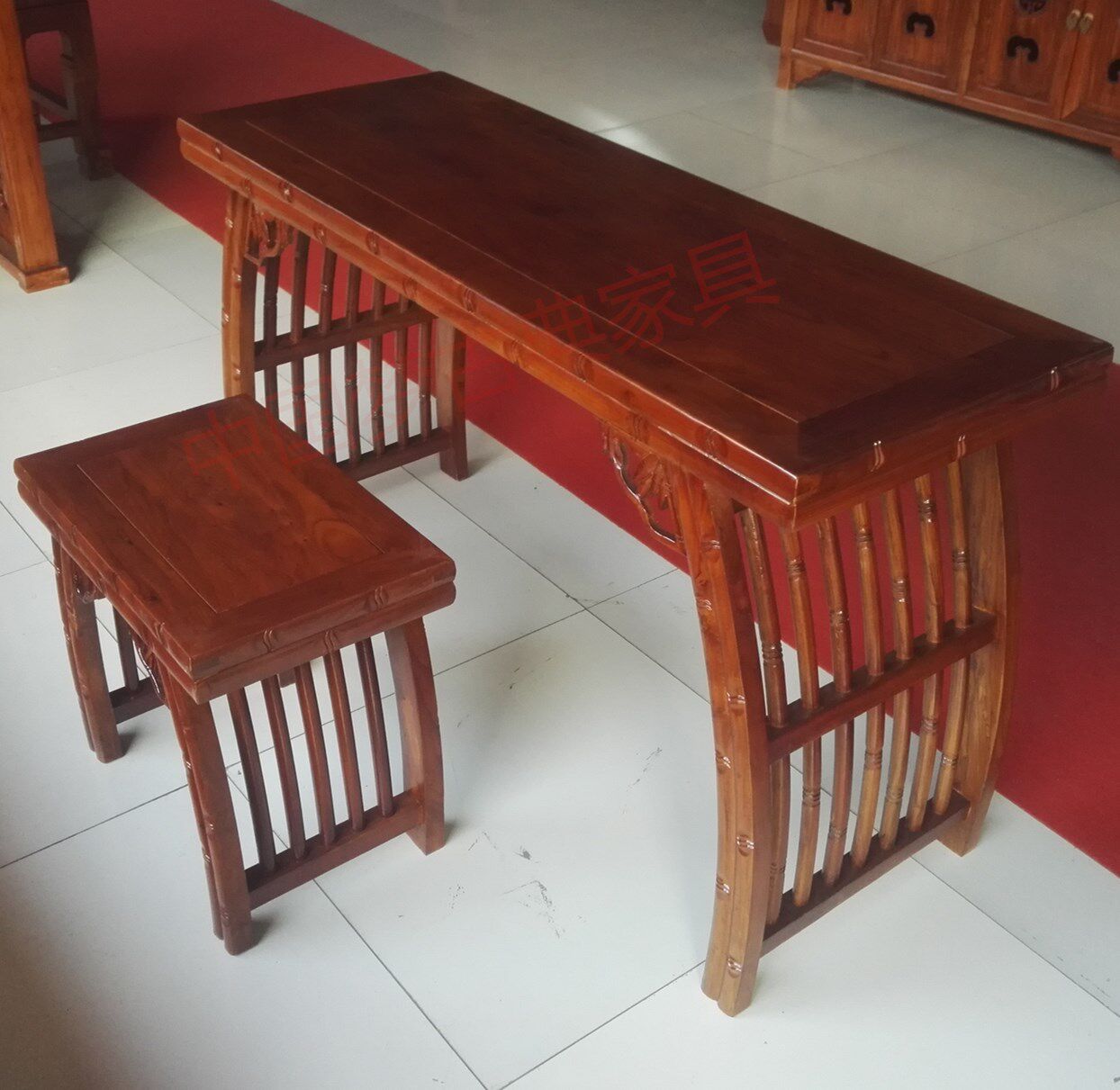 Chinese study desk solid wood calligraphy table antique calligraphy and painting table piano table guzheng table kindergarten Chinese study table double desk and chair