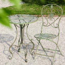 French-Style Wrought Iron Chairs, Outdoor Courtyard Folding Leisure Table and Chairs, Trendy Small Garden Balcony Vintage Table Set