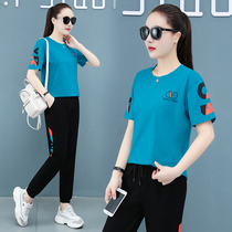  Brand-name sports suit womens summer 2021 new loose casual fashion Western style net red fried street thin two-piece suit