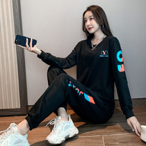 Leisure Sports Set Women Spring and Autumn 2021 New Fashion Korean Loose Size Tide Brand Square Dance Two Piece Set