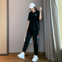 Summer wear large size womens clothing Korean version of the new 2021 fried street fashion match fat mm thin salt womens two-piece suit