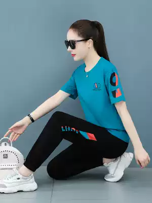 Brand name cotton sportswear suit suit women 2021 summer casual fashion thin thin size dancing two-piece set