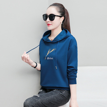 Womens spring and autumn models 2021 New Korean version of loose fashion slim age age Foreign trend hooded top