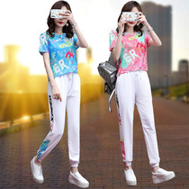 Leisure sportswear set women Summer thin 2021 New Foreign Air Age fashion slim size two-piece set