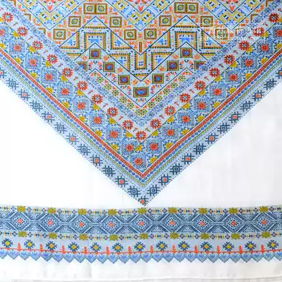 Zhuang style Zhuang brocade printed scarf Ethnic minority decoration cotton and linen shawl Abroad gift scarf