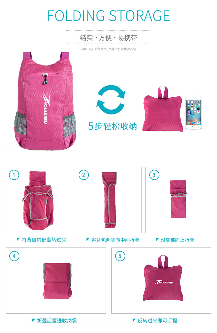 Ultralight Collapsible Ba lô du lịch không thấm nước Ba lô ngoài trời Túi da nhẹ Túi túi leo núi balo