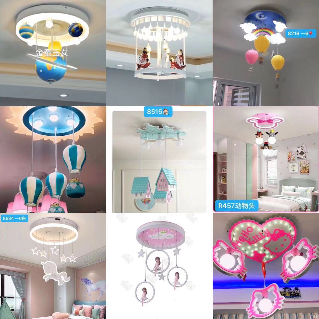 Children's chandelier ceiling lamp with LED light source modern cartoon indoor baby bedroom room light side light