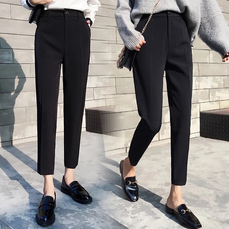Black Suit Pants for Women 2026 New Spring and Autumn Cropped Petite Professional Work Pants Cigarette Casual Dress Pants Summer