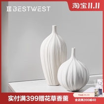 New Chinese style ceramic Big Vase ornaments white art vase home living room soft decoration creativity