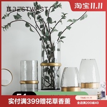 Modern minimalist glass vase transparent decorative living room floor-to-ceiling hydroponic rich bamboo ornaments creative bedroom vase