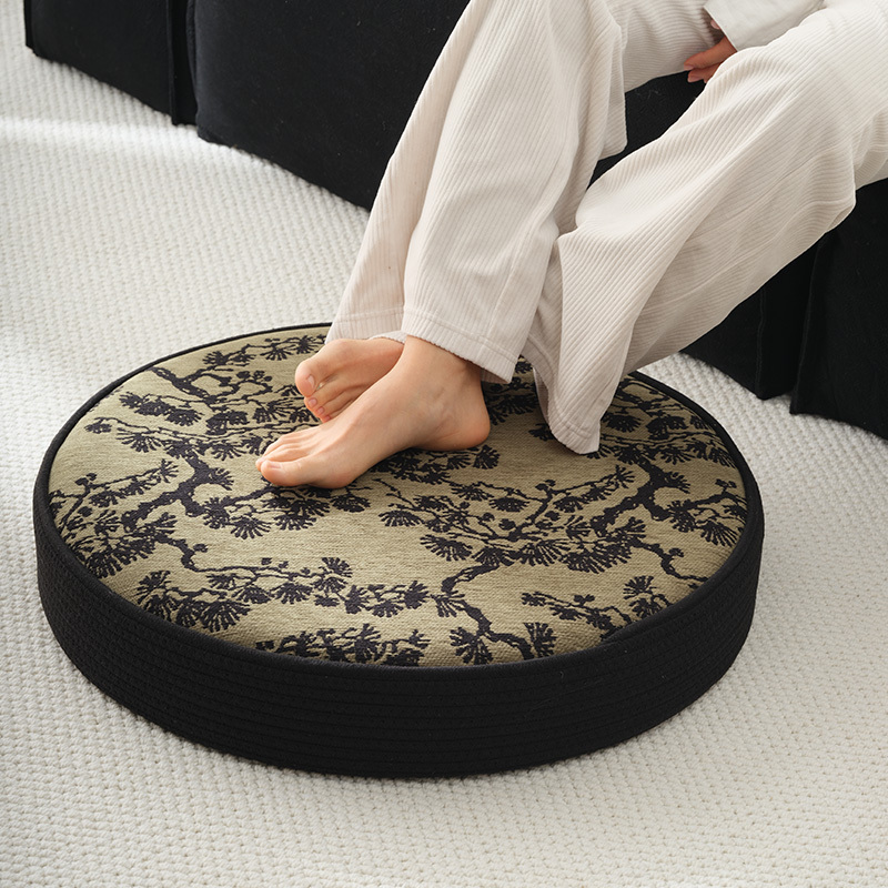 Floor Cushion for Home Use, Antique-Style Round Tatami Cushion for Sitting, Meditation, Large Size Floor Reading Cushion