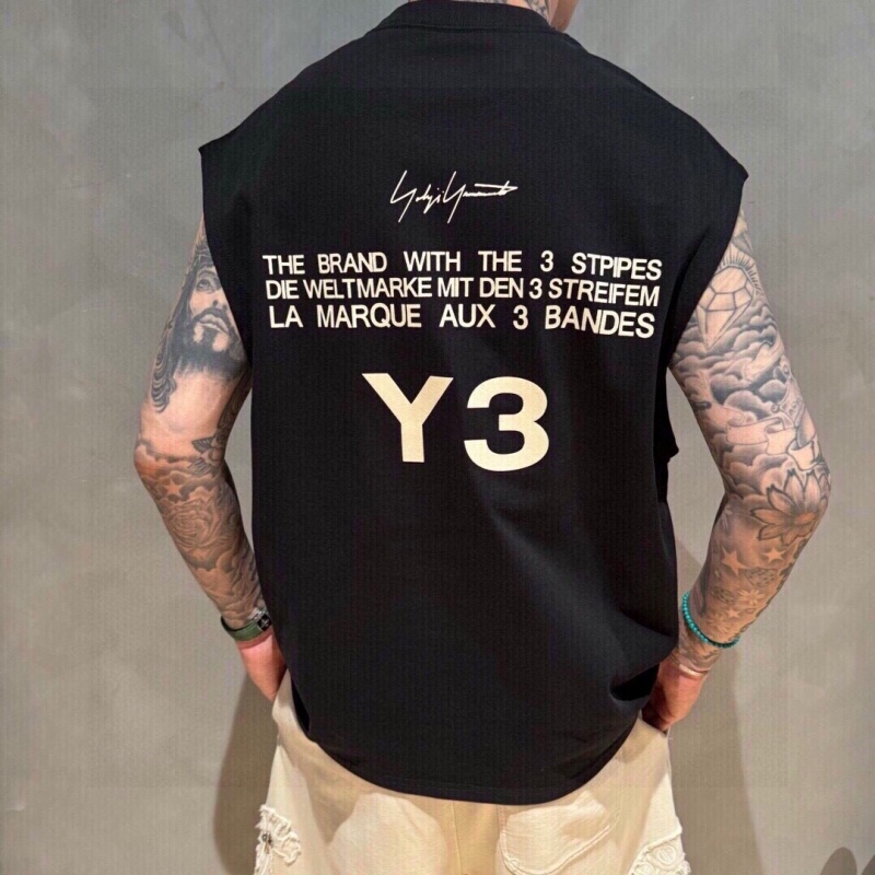 Al Studios Summer Loose Y3 Tank Top for Men with Letter Print, Heavyweight Fitness Sports Sleeveless Large Size T-Shirt for Men