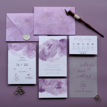 Four Seasons original invitations 2024 wedding invitations high-end smoke purple bronzing wedding invitations ins invitation customization