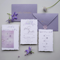 2024 Original Invitation Purple Bronzing Wedding Hand-Teared Invitation Elegant Ins Style European Style Wedding Invitation