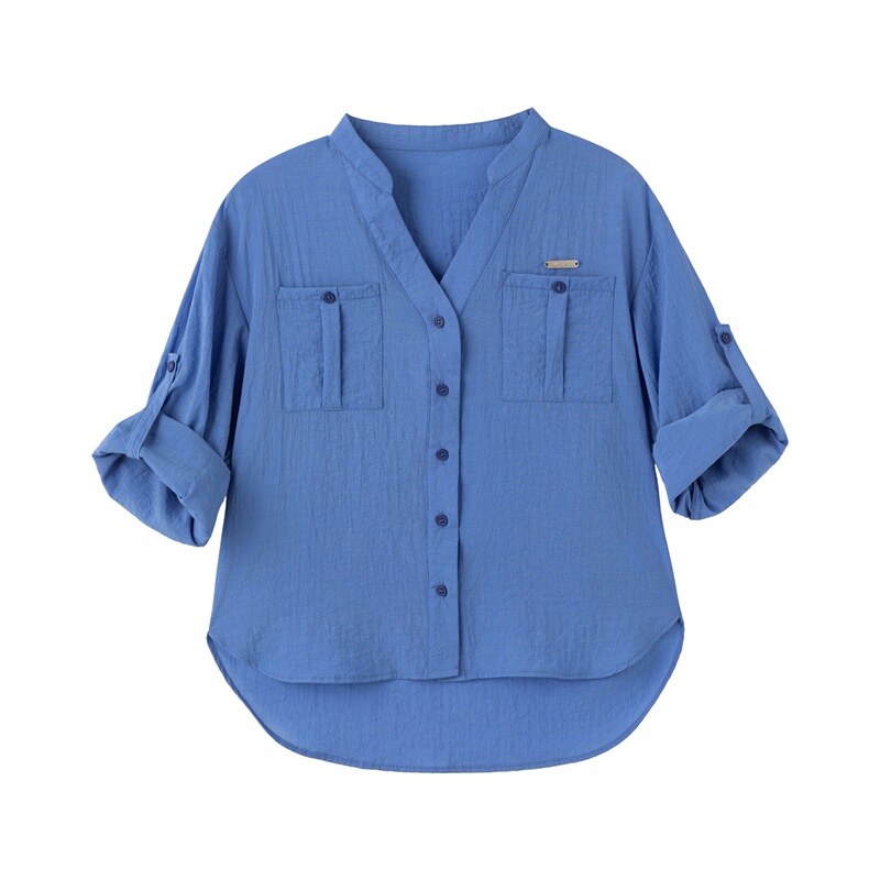 Ikyou High-End Klein Blue Shirt Women's Long-Sleeved Spring and Summer New Style Loose Slimming Sun Protection Shirt Jacket