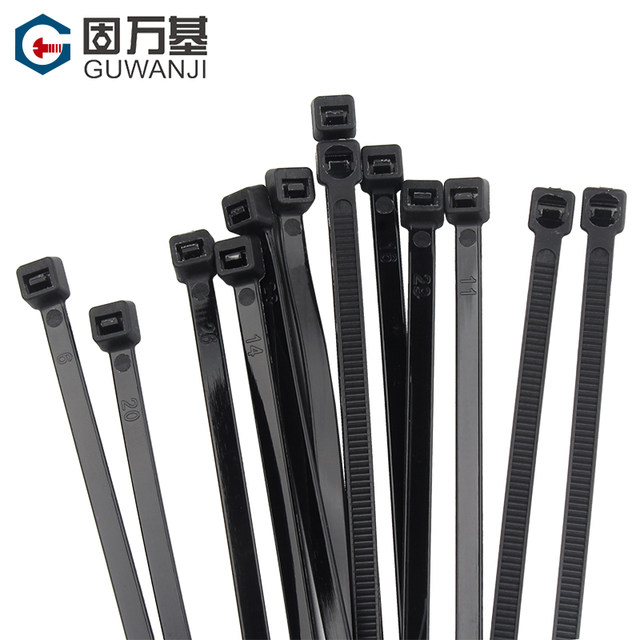 ເຊືອກຜູກສາຍ nylon locking ຕົນເອງ 3*80-8*500 plastic fixed cable tie wire binding wire harness black ມາດຕະຖານແຫ່ງຊາດ