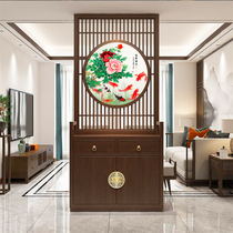 New Chinese Solid Wood Entrance Screen Partition Wall Living Room Home Custom Xuan Cabinet Log Cabinet Shoe Cupboard Locker