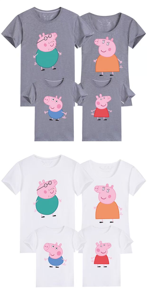Phiên bản Hàn Quốc của một gia đình gồm ba hoặc bốn gia đình mùa hè đầm bố mẹ cotton con ngắn tay áo thun mùa hè của mẹ Peggy quần áo cho bé