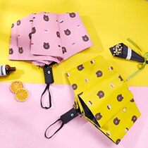 ins folding automatic umbrella Large three-fold umbrella Female student cute barometer rain dual-use sun umbrella UV protection