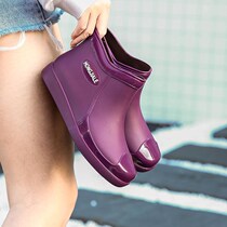 Rain shoes women waterproof shoes fashion Korean version plus velvet short rubber shoes non-slip kitchen work shoes rain boots snow boots