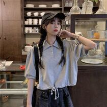 Summer Korean version 2021 New thin Joker POLO collar niche age reduction bubble short sleeve t-shirt women student ins
