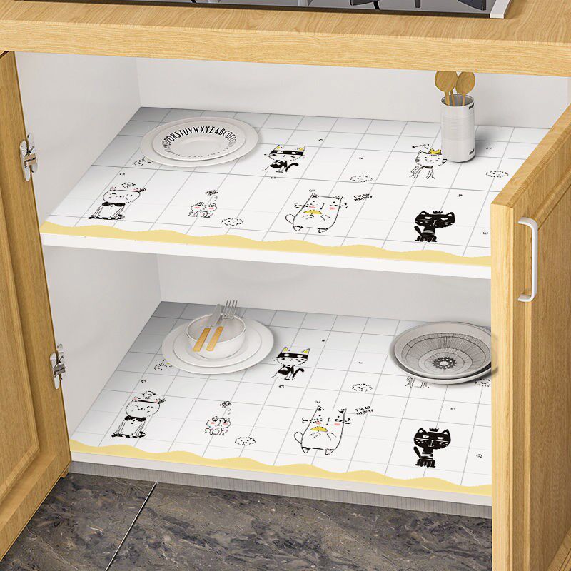 Kitchen Waterproof Greaseproof Stickers Overall Cabinet Cushion Paper Anti-Oil Stain Drawers Wardrobe Shoes Cabinet Anti-Damp Cushion Tabletop Cabinet Stickers