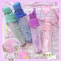 Fully automatic romantic cherry blossom umbrella transparent three fold art Korean shade umbrella folding long handle umbrella boys and girls children