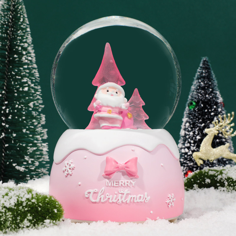 Christmas Old Age Water Crystal Ball Swing Piece Girl Eight Soundbox Glass Night Light Music Box Dream Children Birthday Present