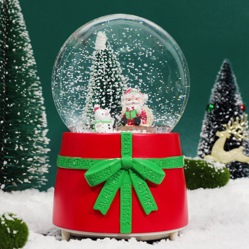 Christmas gift crystal ball music box girl child boy dream rotating old man tree music box birthday gift