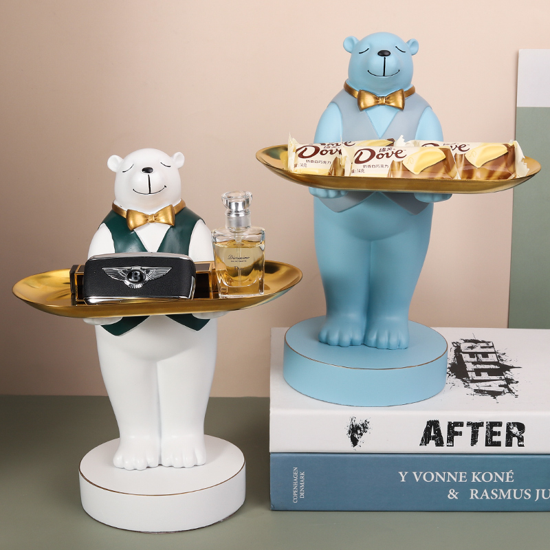 Entrance key storage decoration tray bear desktop decoration living room coffee table Nordic style TV cabinet home decorations