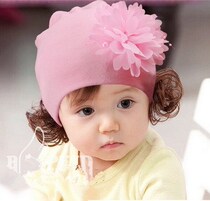 Beautiful baby wig cap Female baby hat Korean summer baby hat Spring and Autumn princess wig cap thin section