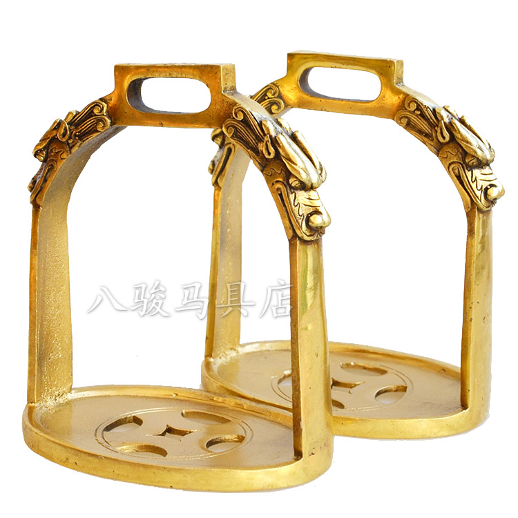 Inner Mongolia dragon head copper stirrup pure brass handmade Decorative horse riding strong and resistant saddle harness accessories