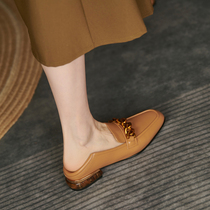 Orange peel CHEN ~ super soft ~ new retro Inn small leather shoes with thick heel square head Lefu shoes genuine leather single shoe woman