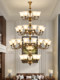 All-copper American duplex floor living room large chandelier new retro atmosphere high-end dining room bedroom antique style main lamp