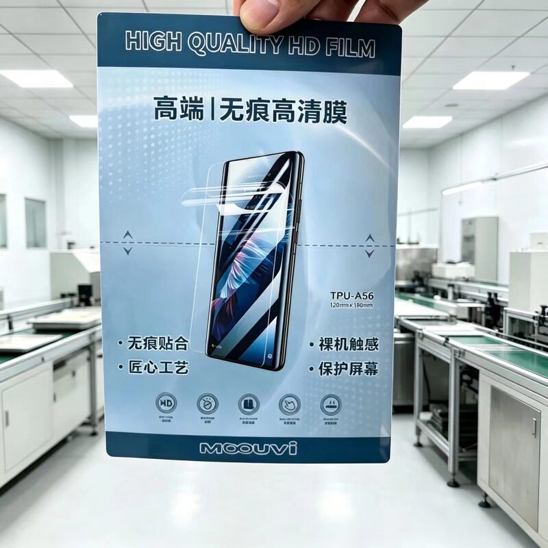 Moouvi High-Definition Traceless Tpu Hydrogel Film Cutting Machine Special Cutting Film for Curved and Flat Screens, Universal, No White Lines, No Warping, Four Layers with Positioning Laser Machine Film, Anti-Scratch Protective Film for Mobile Phone Screens