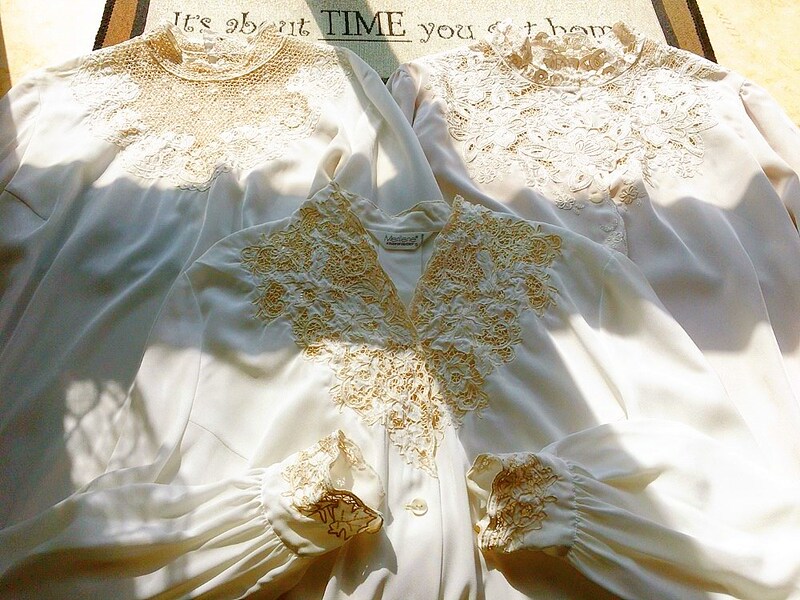 Vintage Mary Sue Lace Antique Boutique Heavy Silk Cut Out Rose Embroider French Shirt