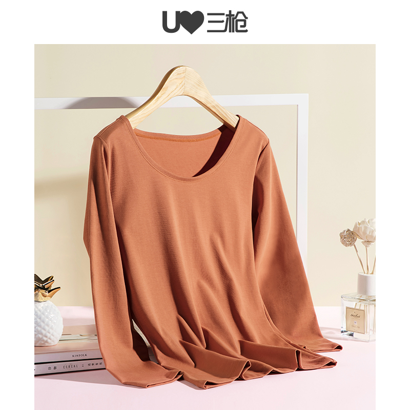 Craftsmans loạt ba súng phụ nữ đồ lót ấm 80 da ngựa bông mùa thu quần áo thun cotton dài tay áo thun womens bottomshirt.