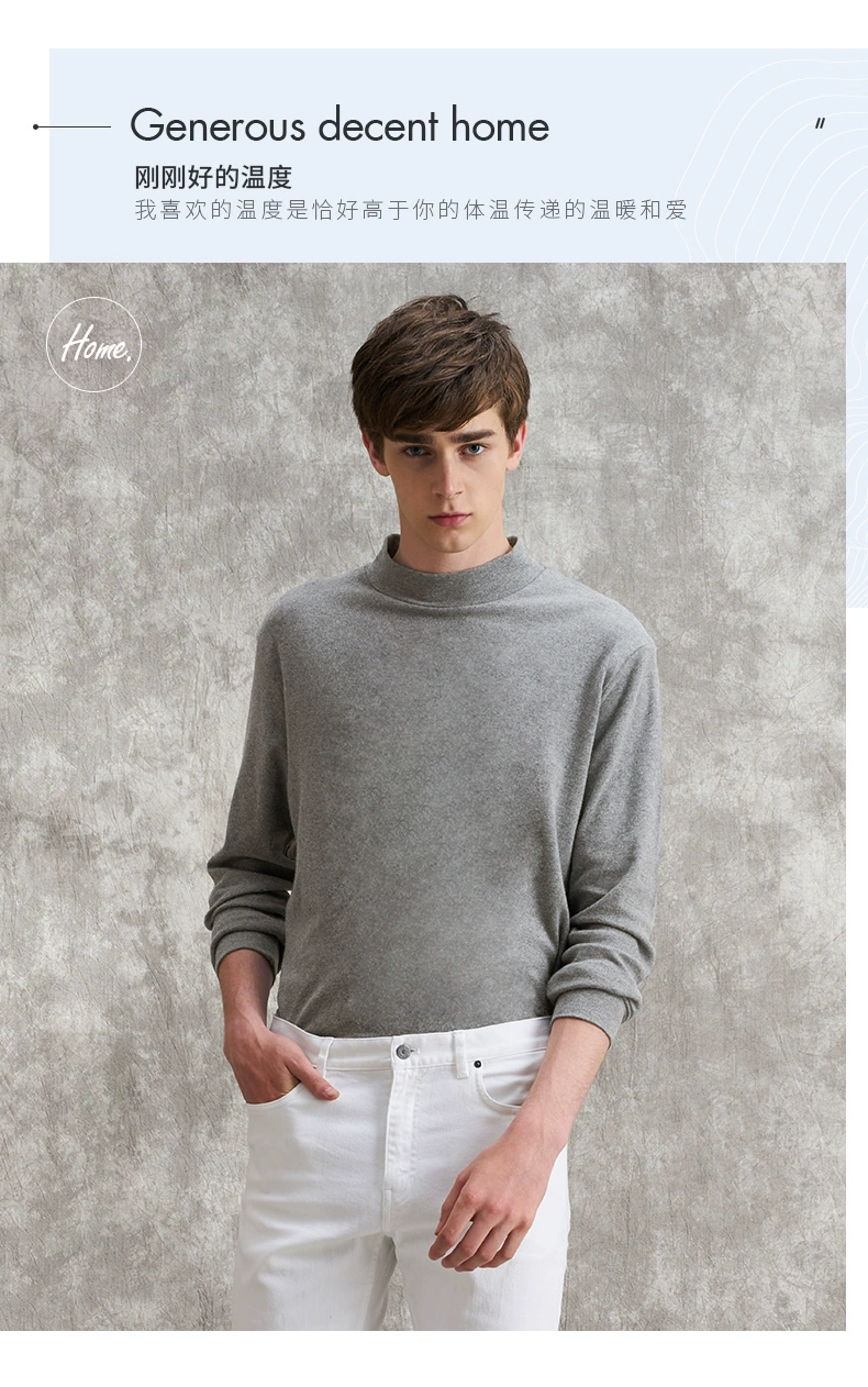Ba khẩu súng chạm đáy áo cotton nam mùa thu và mùa đông nửa cổ cao đồ lót nhiệt co giãn cơ sở cotton áo đơn nam