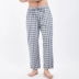 Three gun pyjama nam cotton 2019 mùa thu và mùa đông mới in sọc kẻ sọc lỏng lẻo quần dài nam ở nhà - Quần tây Quần tây