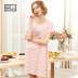 Ba súng nightdress nữ 2018 mùa hè mới bông sọc đồ ngủ thoáng khí nhà vòng cổ bông ladies home dịch vụ Đêm đầm