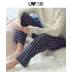 Ba khẩu súng cotton quần nam mùa thu và mùa đông kẻ sọc mới in quần pyjama mềm mại quần cotton nam quần nhà quần bò nữ Quần tây