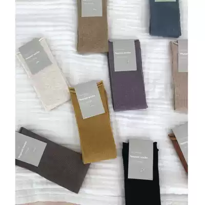 Autumn and winter simple pure color ladies bubble socks curled side socks students stockings cotton socks