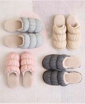 Autumn and winter simple cute bread couple male Lady plush warm home shoes home indoor floor cotton slippers