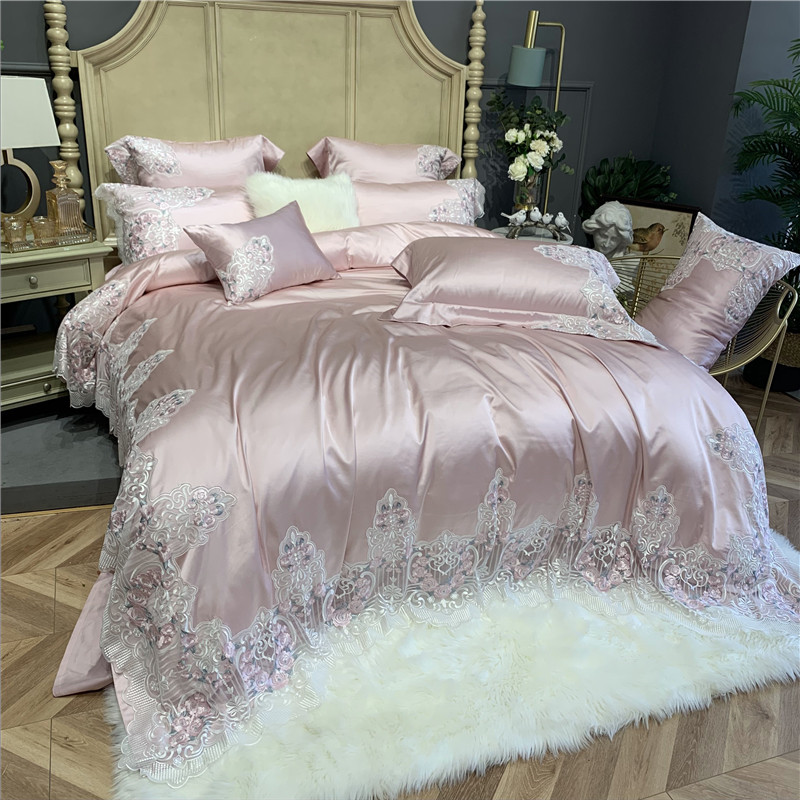 French-style 120-count silk cotton lace four-piece set European-style Egyptian long-staple cotton princess style model room 1 8m bedding
